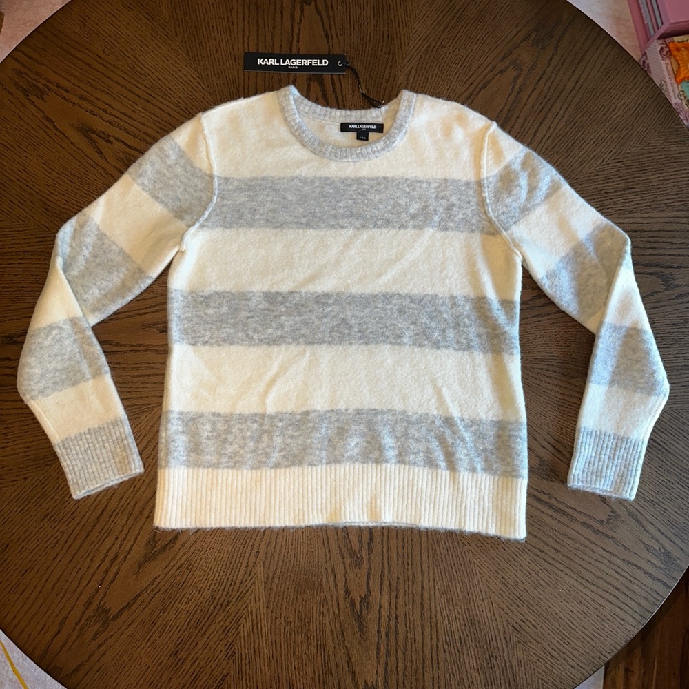 Women’s Karl Lagerfeld Inside Out Striped Crewneck Wool Sweater